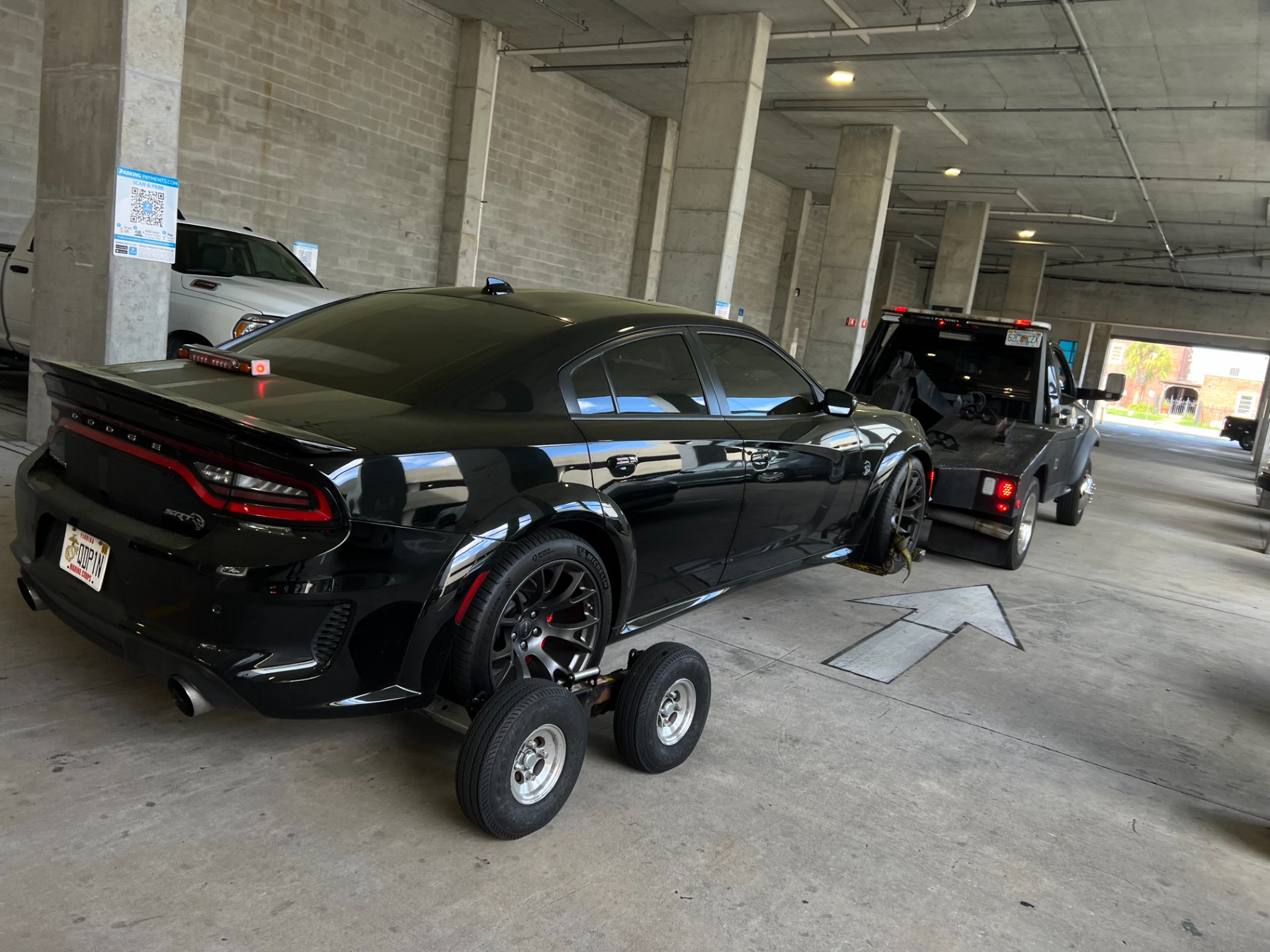 Luxury car towing.